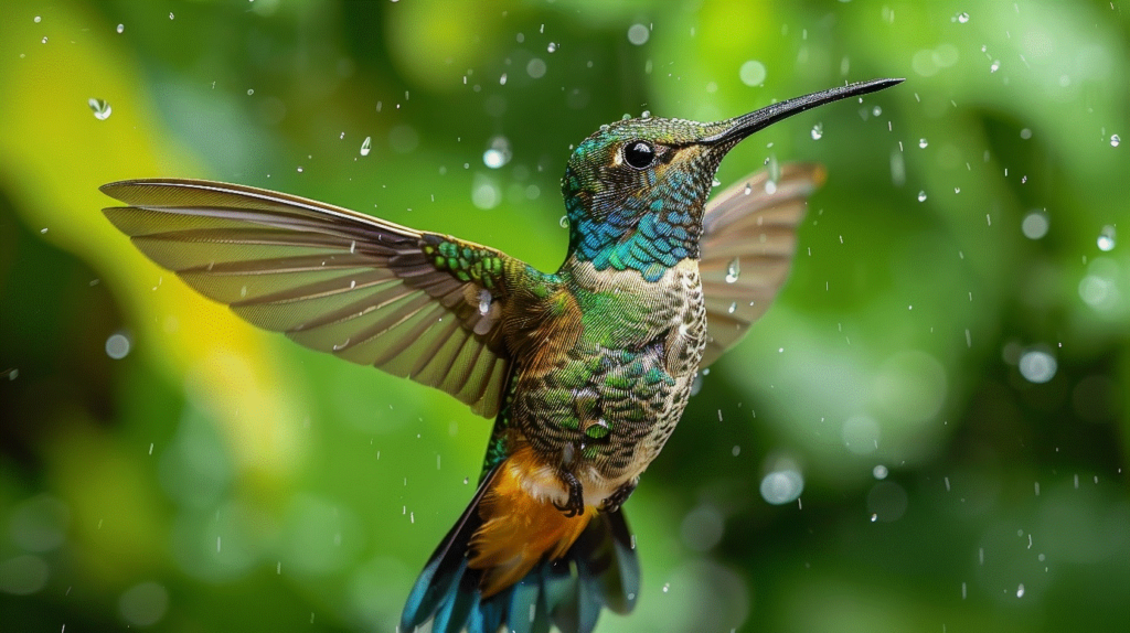 Colibri représentant la légende du colibri qui fait sa part; parallèle avec la psychothérapie